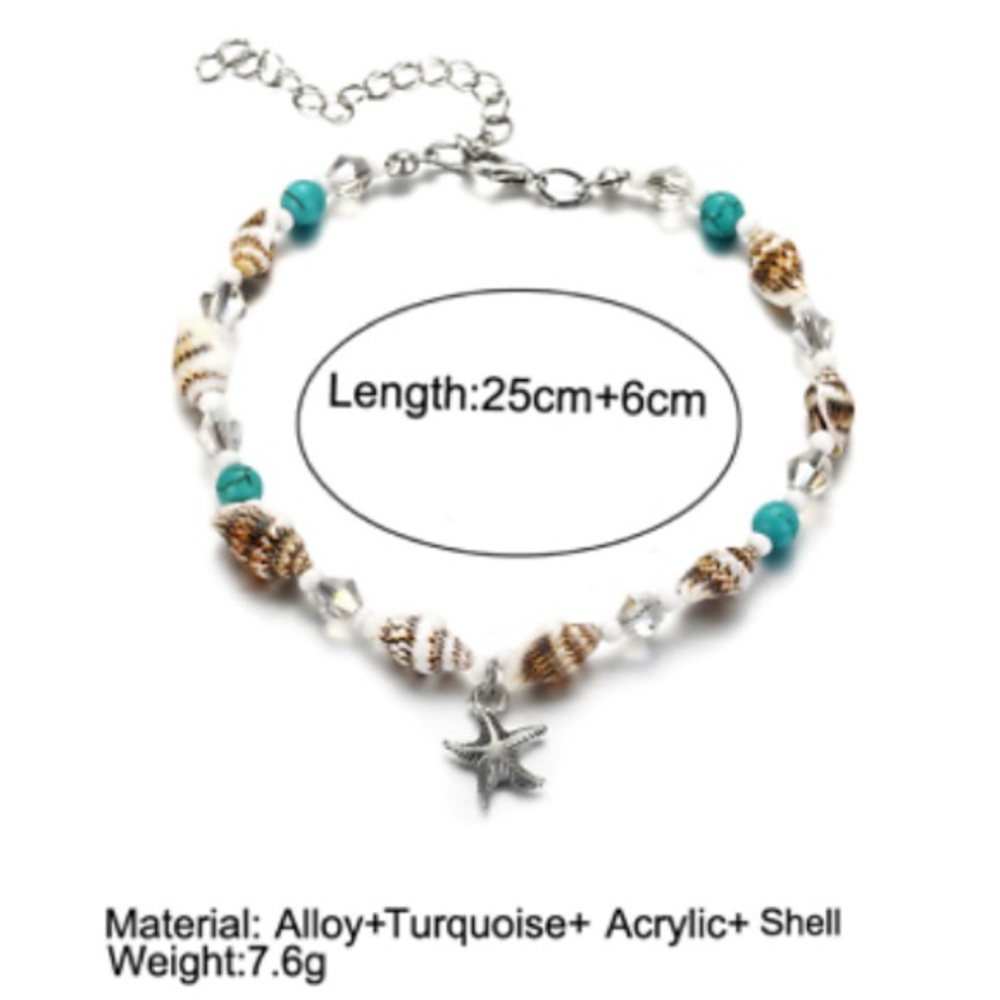 1 LEFT! ๐ STARFISH & SHELL BEADED ANKLET BRACELET - Picture 4 of 6